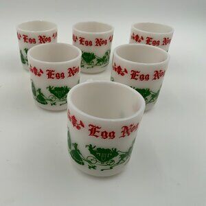 Hazel Atlas - Egg Nog Milk Glass Mugs - Vintage Christmas - Set of 6 - Great!